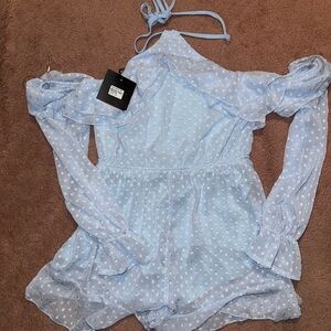NEW WITH TAGS!!! Light Blue Halter  Romper